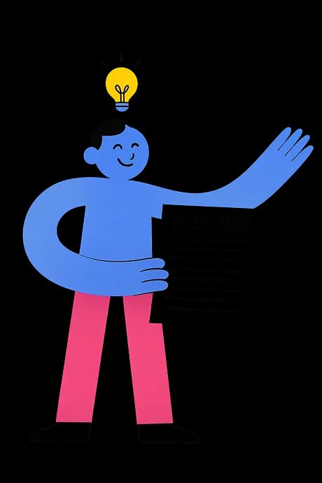 Personagem ilustrativo segurando um currículo